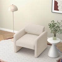 Comfortable Upholstered Beige Single Sofa Chair With Armrests For Dining Room Bedroom Living Room Reception