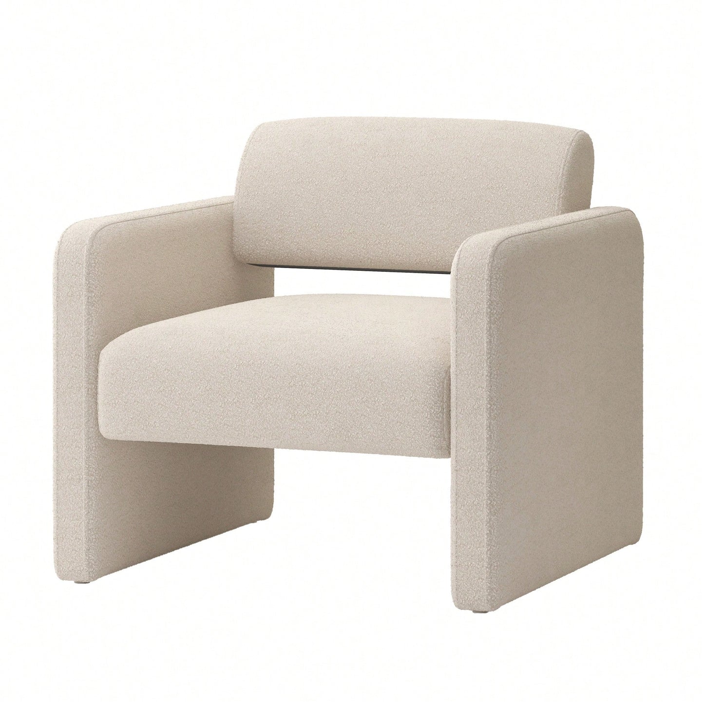 Comfortable Upholstered Beige Single Sofa Chair With Armrests For Dining Room Bedroom Living Room Reception