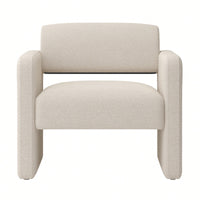 Comfortable Upholstered Beige Single Sofa Chair With Armrests For Dining Room Bedroom Living Room Reception