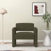 Comfortable Upholstered Beige Single Sofa Chair With Armrests For Dining Room Bedroom Living Room Reception