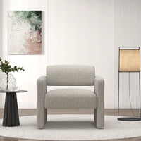 Comfortable Upholstered Beige Single Sofa Chair With Armrests For Dining Room Bedroom Living Room Reception