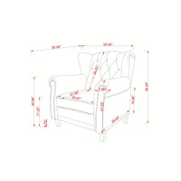 Adjustable Modern Tufted Push Back Armchair In Beige Technical Leather With Sturdy Wood Legs For Bedroom And Living Room Small Space