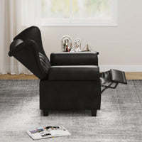 Adjustable Modern Tufted Push Back Armchair In Beige Technical Leather With Sturdy Wood Legs For Bedroom And Living Room Small Space