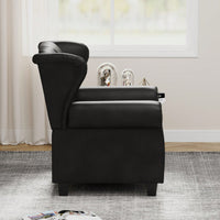 Adjustable Modern Tufted Push Back Armchair In Beige Technical Leather With Sturdy Wood Legs For Bedroom And Living Room Small Space