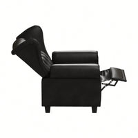 Adjustable Modern Tufted Push Back Armchair In Beige Technical Leather With Sturdy Wood Legs For Bedroom And Living Room Small Space