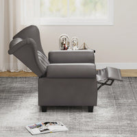 Adjustable Modern Tufted Push Back Armchair In Beige Technical Leather With Sturdy Wood Legs For Bedroom And Living Room Small Space
