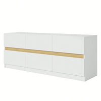 Spacious 6 Drawer Wood Dresser For Bedroom Stylish Clothes Organizer With Wide Storage Drawers White