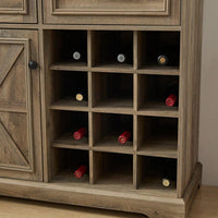 Farmhouse Style Liquor Cabinet With Drawers And Removable Wine Racks For Kitchen And Dining Room, Espresso Finish