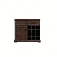 Farmhouse Style Liquor Cabinet With Drawers And Removable Wine Racks For Kitchen And Dining Room, Espresso Finish