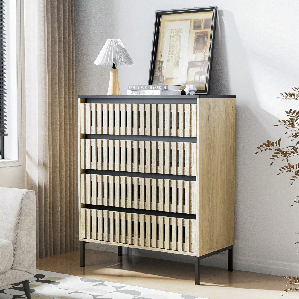 Large Capacity Freestanding 4 Drawer Storage Cabinet For Bedroom Clothing Modern Minimalist Design