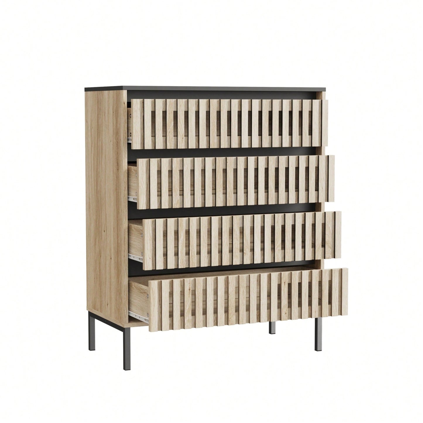 Large Capacity Freestanding 4 Drawer Storage Cabinet For Bedroom Clothing Modern Minimalist Design