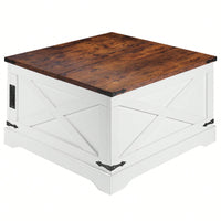 Multi-Functional Lifting Coffee Table Vintage White 80CM Modern Living Room Furniture
