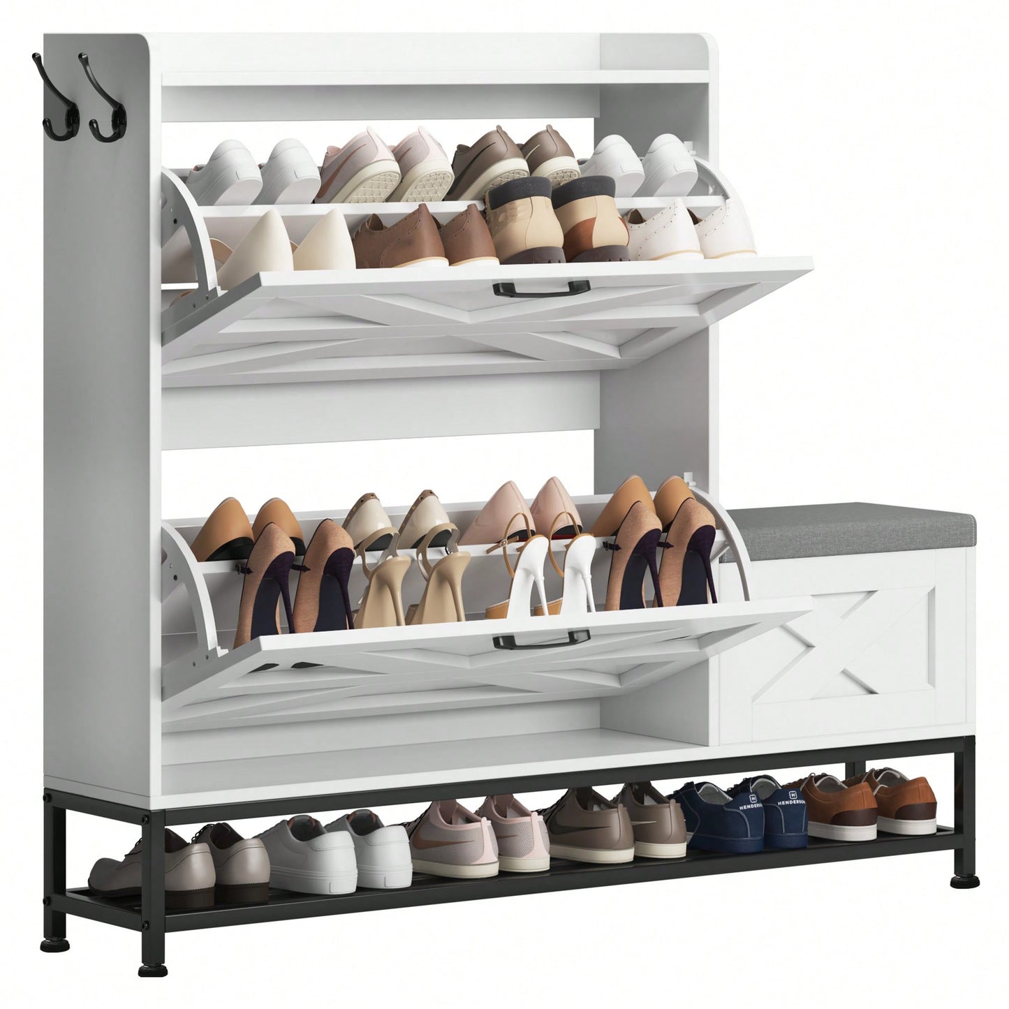 Stylish White Shoe Cabinet For Entryway And Balcony Storage With Large Capacity Shoe Rack