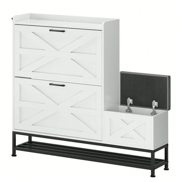 Stylish White Shoe Cabinet For Entryway And Balcony Storage With Large Capacity Shoe Rack