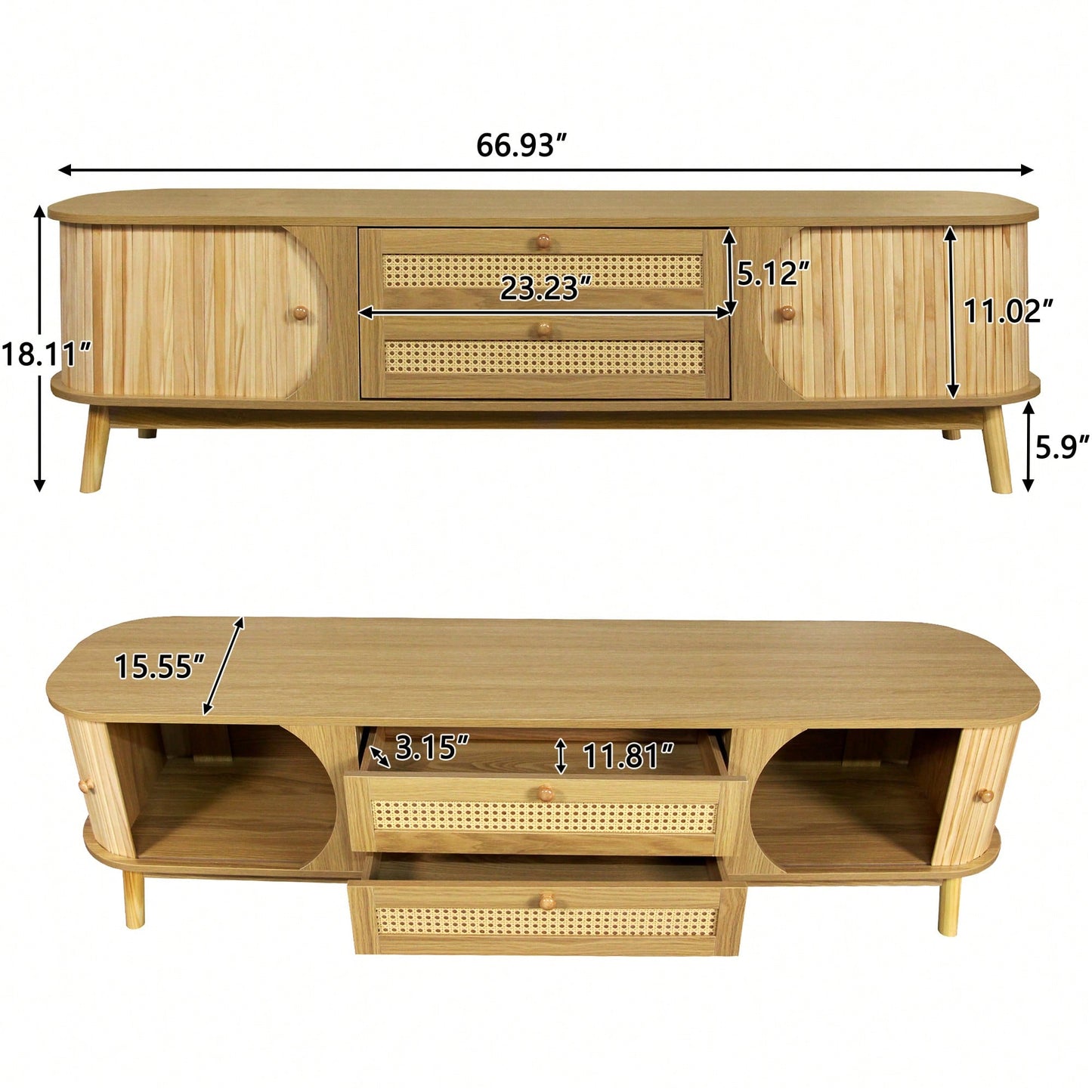 Modern Farmhouse TV Stand For 75 Inch TVs With Solid Wood Legs Stylish Media Console For Living Room And Home Theatre