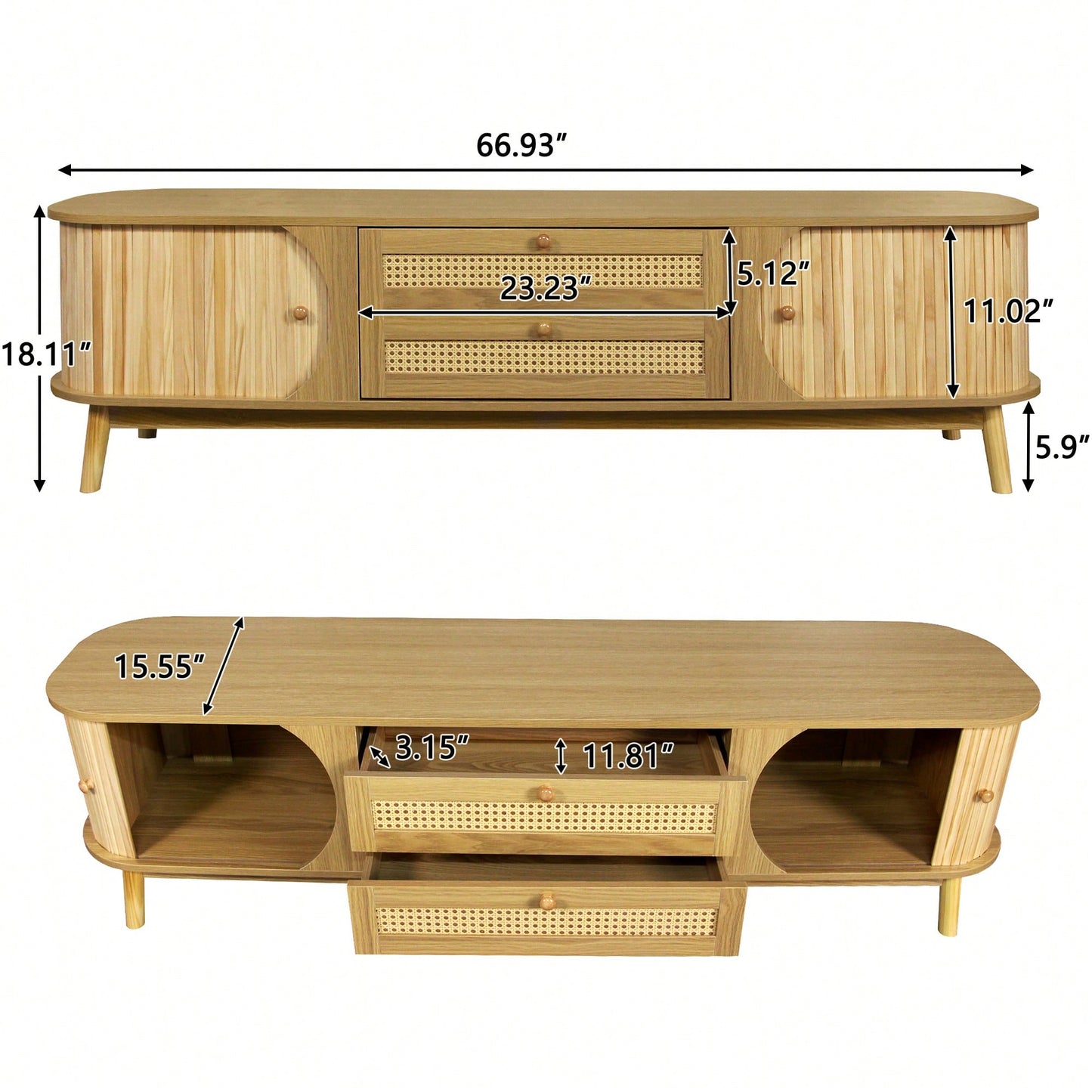 Modern Farmhouse TV Stand For 75 Inch TVs With Solid Wood Legs Stylish Media Console For Living Room And Home Theatre