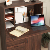 Compact Foldable Desk Cabinet With Storage Drawer And Shelves For Home Office Dorm Room Small Spaces