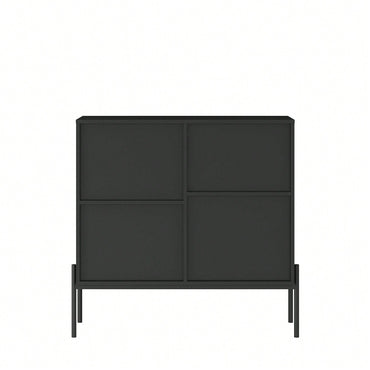 Elegant Black Sideboard Buffet Cabinet With Drawers And Wine Rack For Living Room Or Kitchen Dining Room Storage And Decor