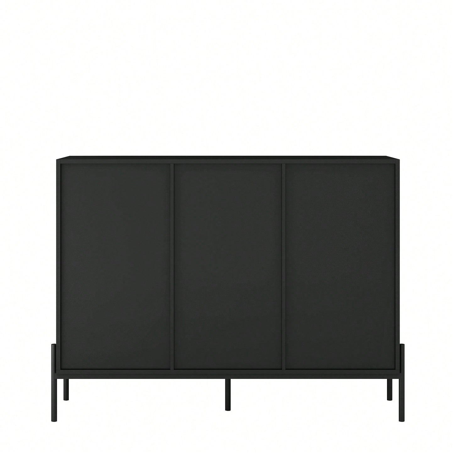 Elegant Fluted Sideboard Cabinet With LED Lights - 2 Door 3 Drawer Design For Dining Room And Kitchen Storage In Black