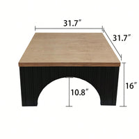 Rustic Solid Wood Coffee Table With Black Metal Base And Arch Legs For Living Room Office Or Lounge