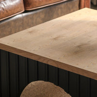Rustic Solid Wood Coffee Table With Black Metal Base And Arch Legs For Living Room Office Or Lounge