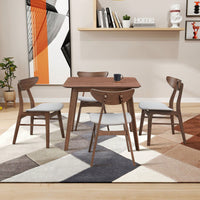 Modern Square Wooden Dining Table For 4 Persons Ideal For Kitchen Living Room And Restaurant Walnut Finish