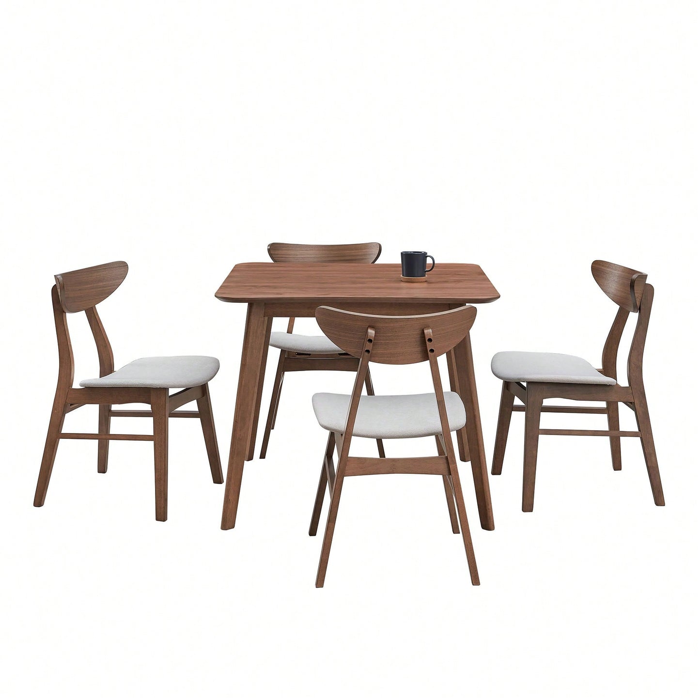 Modern Square Wooden Dining Table For 4 Persons Ideal For Kitchen Living Room And Restaurant Walnut Finish