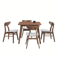 Modern Square Wooden Dining Table For 4 Persons Ideal For Kitchen Living Room And Restaurant Walnut Finish