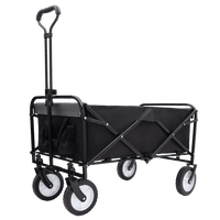 Collapsible Utility Wagon Cart With Strapping System For Beach Camping Shopping Gardening Fishing Supports 225lbs All-Terrain Wheels Black