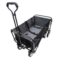 Collapsible Utility Wagon Cart With Strapping System For Beach Camping Shopping Gardening Fishing Supports 225lbs All-Terrain Wheels Black