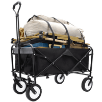 Collapsible Utility Wagon Cart With Strapping System For Beach Camping Shopping Gardening Fishing Supports 225lbs All-Terrain Wheels Black