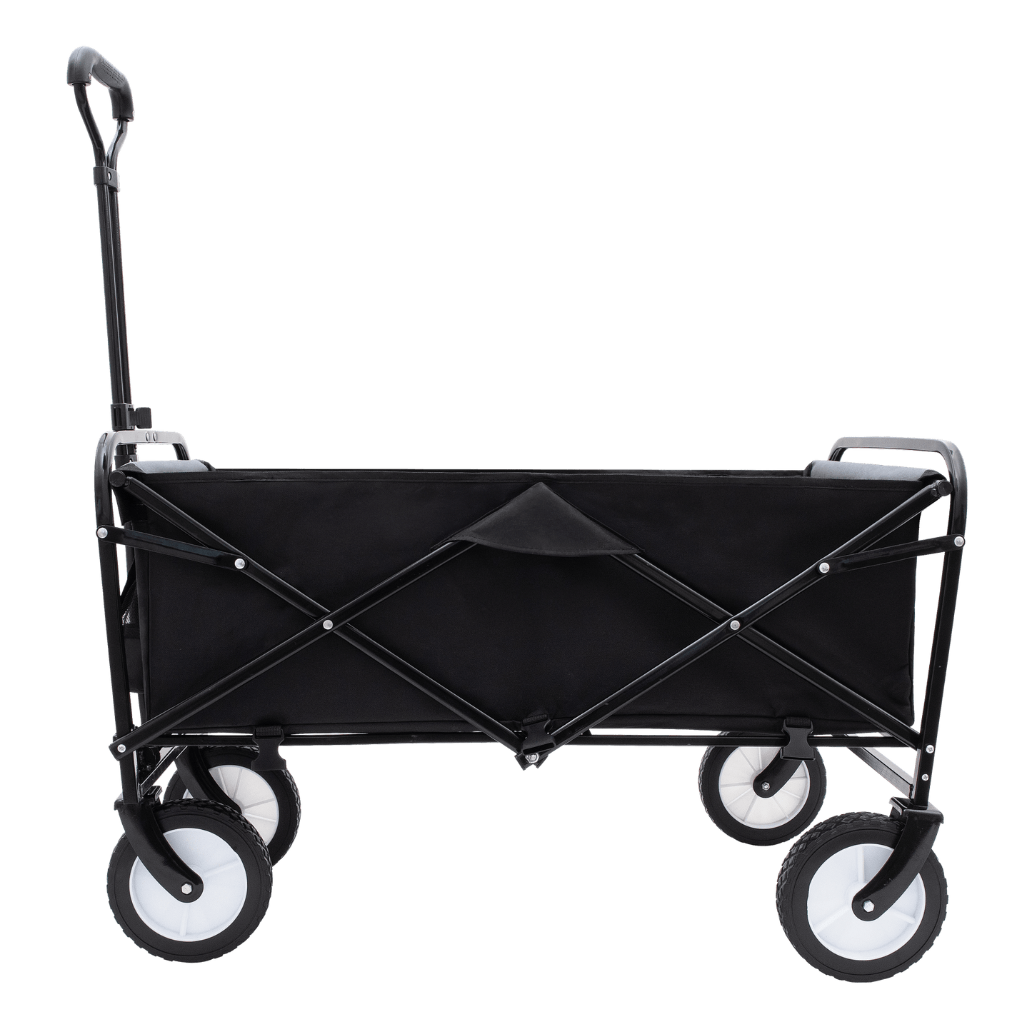 Collapsible Utility Wagon Cart With Strapping System For Beach Camping Shopping Gardening Fishing Supports 225lbs All-Terrain Wheels Black