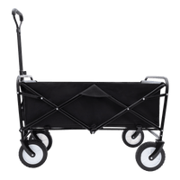 Collapsible Utility Wagon Cart With Strapping System For Beach Camping Shopping Gardening Fishing Supports 225lbs All-Terrain Wheels Black