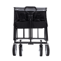 Collapsible Utility Wagon Cart With Strapping System For Beach Camping Shopping Gardening Fishing Supports 225lbs All-Terrain Wheels Black