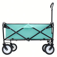 Collapsible Utility Wagon Cart With Strapping System For Beach Camping Shopping Gardening Fishing Supports 225lbs All-Terrain Wheels Black