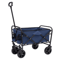 Heavy Duty Collapsible Beach Wagon Utility Cart For Camping Shopping Gardening Fishing - Supports 225lbs With All-Terrain Wheels - Dark Blue