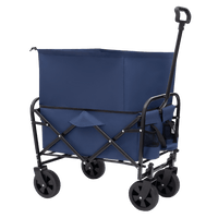 Heavy Duty Collapsible Beach Wagon Utility Cart For Camping Shopping Gardening Fishing - Supports 225lbs With All-Terrain Wheels - Dark Blue