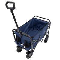 Heavy Duty Collapsible Beach Wagon Utility Cart For Camping Shopping Gardening Fishing - Supports 225lbs With All-Terrain Wheels - Dark Blue