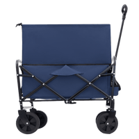 Heavy Duty Collapsible Beach Wagon Utility Cart For Camping Shopping Gardening Fishing - Supports 225lbs With All-Terrain Wheels - Dark Blue