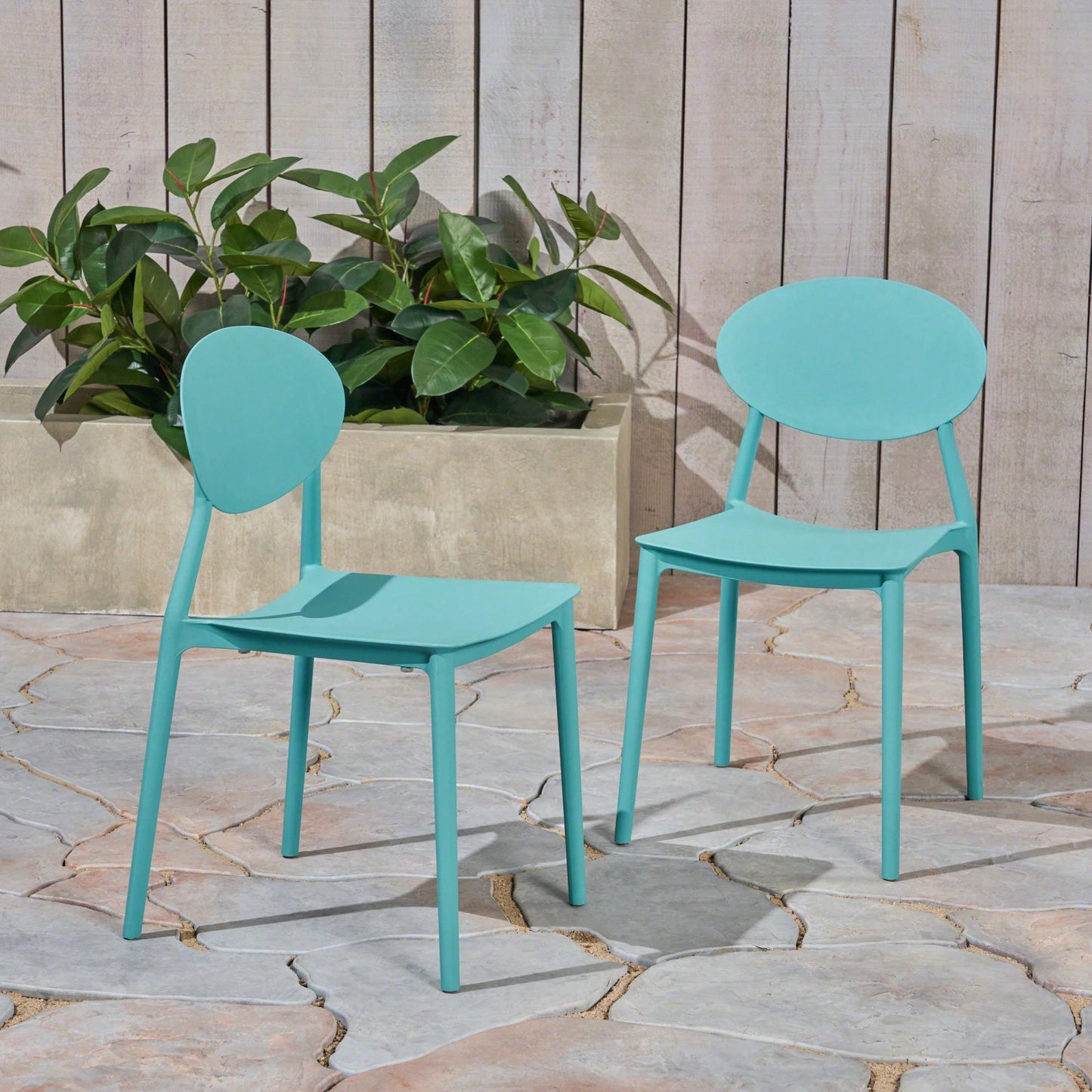 Set Of 2 Durable Polypropylene Injection Molding Chairs For Indoor And Outdoor Use