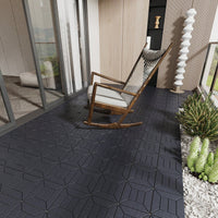 Interlocking 12-Inch Dark Gray Patio Deck Tiles For Easy DIY Installation - Perfect For Poolside, Balcony, Porch, And Backyard - 44 Pieces