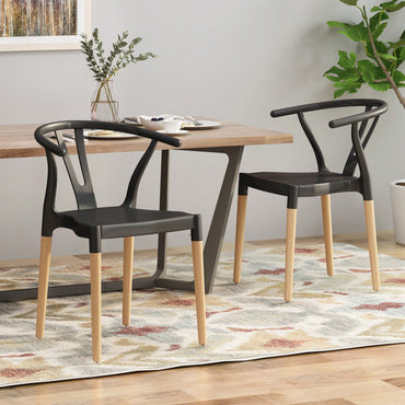 Set Of 2 Modern Plastic Dining Chairs For Home And Kitchen Use
