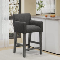 Upholstered 26 Inch Counter Stool For Kitchen Island And Bar Seating Charcoal Grey