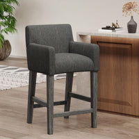 Upholstered 26 Inch Counter Stool For Kitchen Island And Bar Seating Charcoal Grey