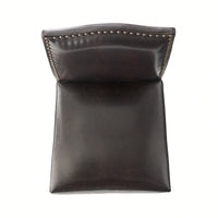 Set Of 2 Charcoal Upholstered Counter Height Barstools With Nailhead Trim And Walnut Legs