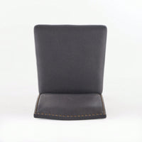 Set Of 2 Charcoal Upholstered Counter Height Barstools With Nailhead Trim And Walnut Legs