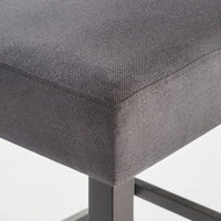 Set Of 2 Charcoal Upholstered Counter Height Barstools With Nailhead Trim And Walnut Legs