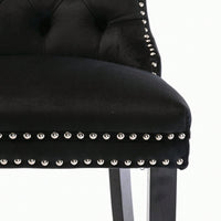 Contemporary Gray Velvet Barstools With Tufted Design And Wooden Legs, Set Of 2, Stylish Leisure Seating With Chrome Nailhead Trim