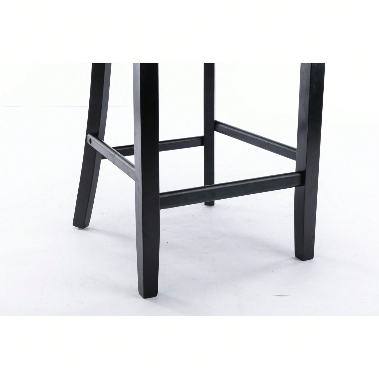 Contemporary Gray Velvet Barstools With Tufted Design And Wooden Legs, Set Of 2, Stylish Leisure Seating With Chrome Nailhead Trim