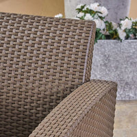 Outdoor Faux Wicker Club Chairs With Light Grey Water Resistant Cushions For Patio And Garden